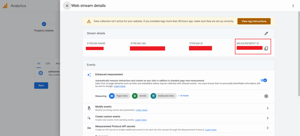 Create a Google Analytics Account (if you don’t have one) and a Property: