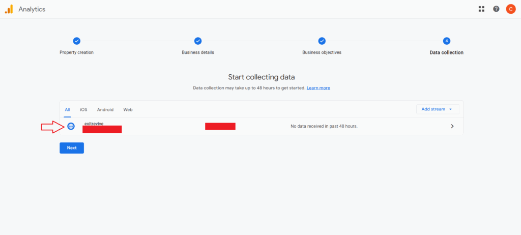 Create a Google Analytics Account (if you don’t have one) and a Property: